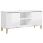 ZNTS TV Cabinet & Solid Wood Legs High Gloss White 103.5x35x50 cm 805965