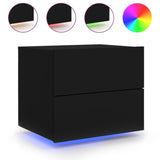 ZNTS Wall-mounted Bedside Cabinets with LED Lights 2 pcs Black 836815