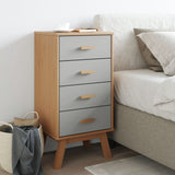 ZNTS Bedside Cabinet OLDEN Grey and Brown Solid Wood Pine 358586