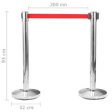 ZNTS Stanchions with Belts 4 pcs Airport Barrier Stainless Steel Silver 149576