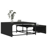 ZNTS Nesting Coffee Tables 2 pcs Black Engineered Wood and Metal 845331