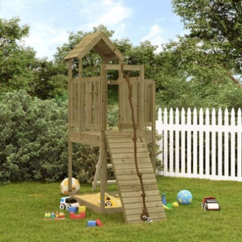 ZNTS Playhouse with Climbing Wall Impregnated Wood Pine 3155833