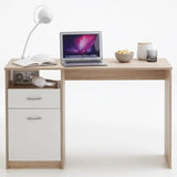 ZNTS FMD Desk with 1 Drawer 123x50x76.5 cm Oak and White 428739