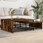 ZNTS Nesting Coffee Tables 2 pcs Smoked Oak Engineered Wood and Metal 845333