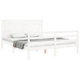 ZNTS Bed Frame without Mattress White 160x200 cm Solid Wood 3194647