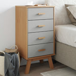 ZNTS Bedside Cabinet OLDEN Grey and Brown Solid Wood Pine 358586