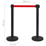 ZNTS Stanchions with Belts 4 pcs Airport Barrier Iron Black 149577