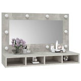 ZNTS Mirror Cabinet with LED Concrete Grey 90x31.5x62 cm 808895