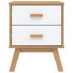 ZNTS Bedside Cabinet OLDEN White and Brown Solid Wood Pine 358584