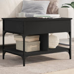 ZNTS Coffee Table Black 70x50x50 cm Engineered Wood and Metal 845361