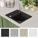 ZNTS Granite Kitchen Sink Single Basin Black 142952