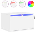 ZNTS Wall-mounted Bedside Cabinets with LED Lights 2 pcs White 836827