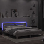 ZNTS Bed Frame with LED without Mattress Grey Sonoma 200x200 cm 3207523