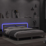 ZNTS Bed Frame with LED without Mattress Grey Sonoma 200x200 cm 3207523