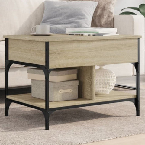 ZNTS Coffee Table Sonoma Oak 70x50x50 cm Engineered Wood and Metal 845362