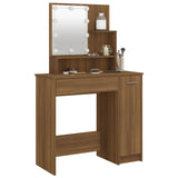 ZNTS Dressing Table with LED Brown Oak 86.5x35x136 cm 820486