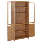 ZNTS Bookcase with 4 Doors 90x35x200 cm Solid Oak Wood and Glass 289180