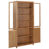 ZNTS Bookcase with 4 Doors 90x35x200 cm Solid Oak Wood and Glass 289180