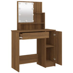 ZNTS Dressing Table with LED Brown Oak 86.5x35x136 cm 820486