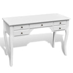ZNTS Wooden French Desk with Curved Legs and 5 Drawers 241734