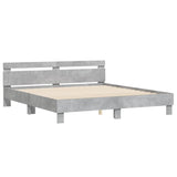 ZNTS Bed Frame with LED without Mattress Concrete Grey 200x200 cm 3207521