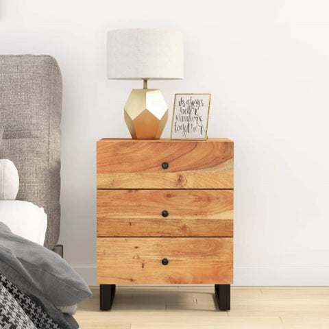 ZNTS Bedside Cabinet 50x33x62 cm Solid Wood Acacia&Engineered Wood 350661