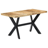 ZNTS Dining Table 140x70x75 cm Solid Rough Mango Wood 247437