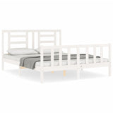 ZNTS Bed Frame without Mattress White King Size Solid Wood Pine 3192887