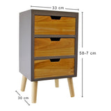 3 Drawer Chest In Grey Finish With Natural Drawers With Removable Legs N0317