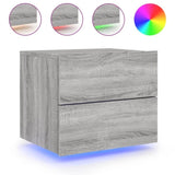 ZNTS Wall-mounted Bedside Cabinets with LED Lights 2 pcs Grey Sonoma 836823