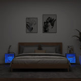 ZNTS Bedside Cabinets with LED Lights Wall-mounted 2 pcs Concrete Grey 837071