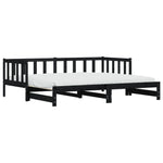 ZNTS Day Bed with Trundle without Mattress Black 90x200 cm Solid Wood 836158