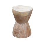 ZNTS Round Bobbin Stool / Side Table Natural Grey Teak root LAW09A