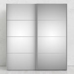 Verona Sliding Wardrobe 180cm in Oak with Mirror Doors with 5 Shelves 7037528241