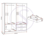 ZNTS Lisbon 4 Door Wardrobe 100-101-123