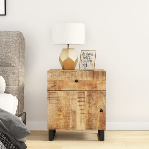 ZNTS Bedside Cabinet 50x33x60 cm Solid Wood Mango&Engineered Wood 350656