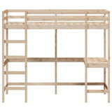 ZNTS Loft Bed without Mattress 100x200 cm Solid Wood Pine 842846