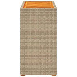 ZNTS Garden Side Table with Wooden Top Beige 60x40x75 cm Poly Rattan 366305