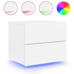 ZNTS Wall-mounted Bedside Cabinets with LED Lights 2 pcs White 836813