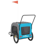 ZNTS Pet Bike Trailer Blue and Grey Oxford Fabric and Iron 93862