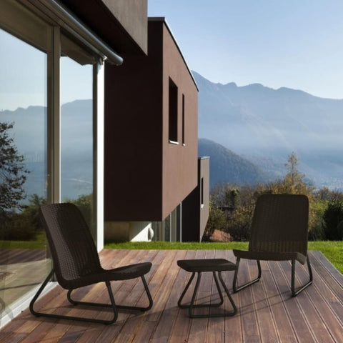 ZNTS Keter Patio Furniture Set 3 Pieces Rio Cappuccino 218157 407208