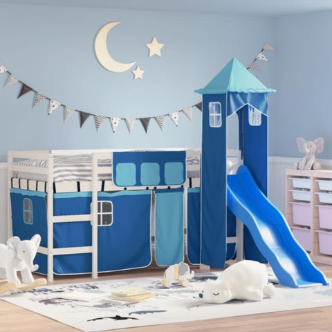 ZNTS Kids' Loft Bed with Tower without Mattress Blue 90x200 cm 3207076