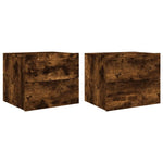 ZNTS Wall-mounted Bedside Cabinets with LED Lights 2 pcs Smoked Oak 836821