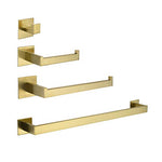 ZNTS Strong Viscosity Adhesive 4 Pieces Bathroom Accessories Without Drilling Brushed Gold Towel Bar 24047364