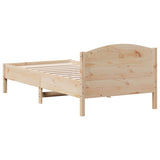 ZNTS Bed Frame without Mattress 75x190 cm Small Single Solid Wood Pine 842626