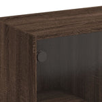 ZNTS Coffee Table with Glass Doors Brown Oak 102x50x42 cm 836419