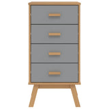 ZNTS Bedside Cabinet OLDEN Grey and Brown Solid Wood Pine 358586