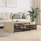 ZNTS Nesting Coffee Tables 2 pcs Sonoma Oak Engineered Wood and Metal 845332