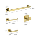 ZNTS Strong Viscosity Adhesive 4 Pieces Bathroom Accessories Without Drilling Brushed Gold Towel Bar 24047364