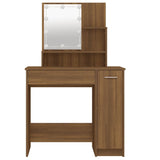 ZNTS Dressing Table with LED Brown Oak 86.5x35x136 cm 820486